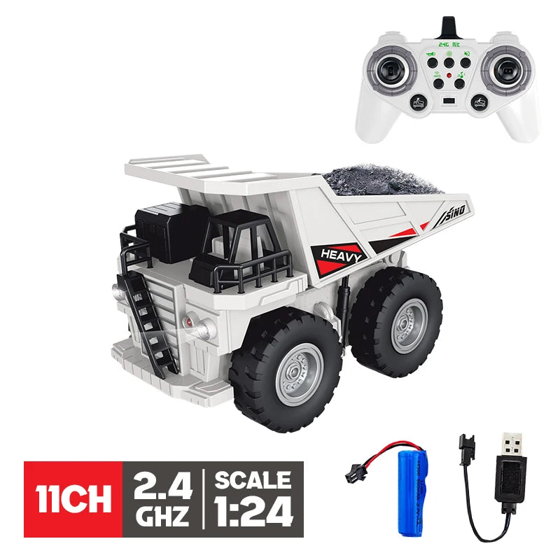RC Excavator Bulldozer Truck Toy for Boys 2.4G Remote Control Dumper Engineering Vehicle Tractor Crawler Birthday Gift