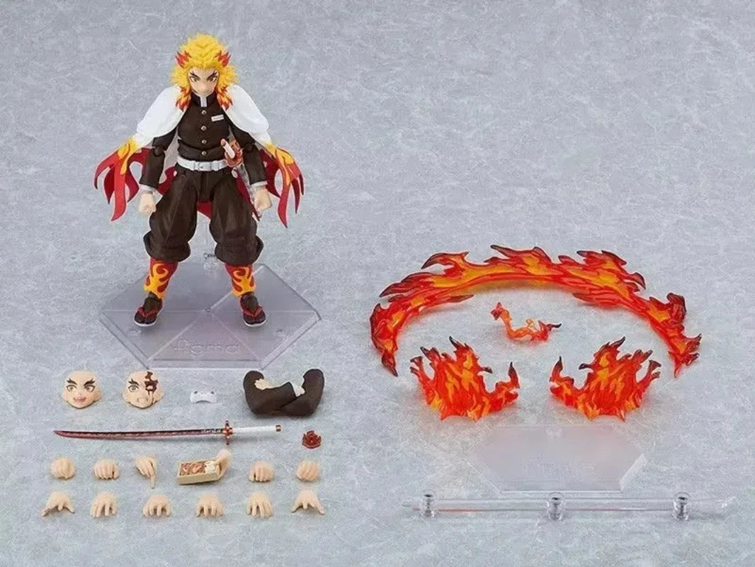 Anime Demon Slayer Kyoujurou Combat posture Action Figure Parts are replaceable PVC Model Desk Decor doll Toy collect Gift boxed