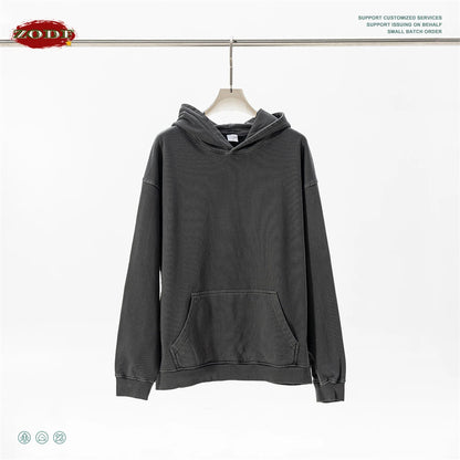 ZODF Retro Heavy Weight 480gsm Cotton Hoodies For Man Unisex Oversized Washed Distressed Hooded Pullovers Brand Coats HY1115