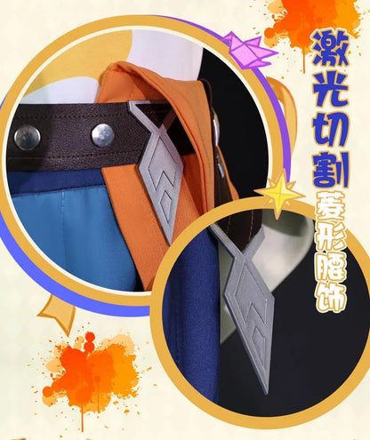 Genshin Impact Bennett Cosplay Costume Wig Uniform Adventures in Blazing Hue New Skin 3D Accessories Halloween Party Women Men