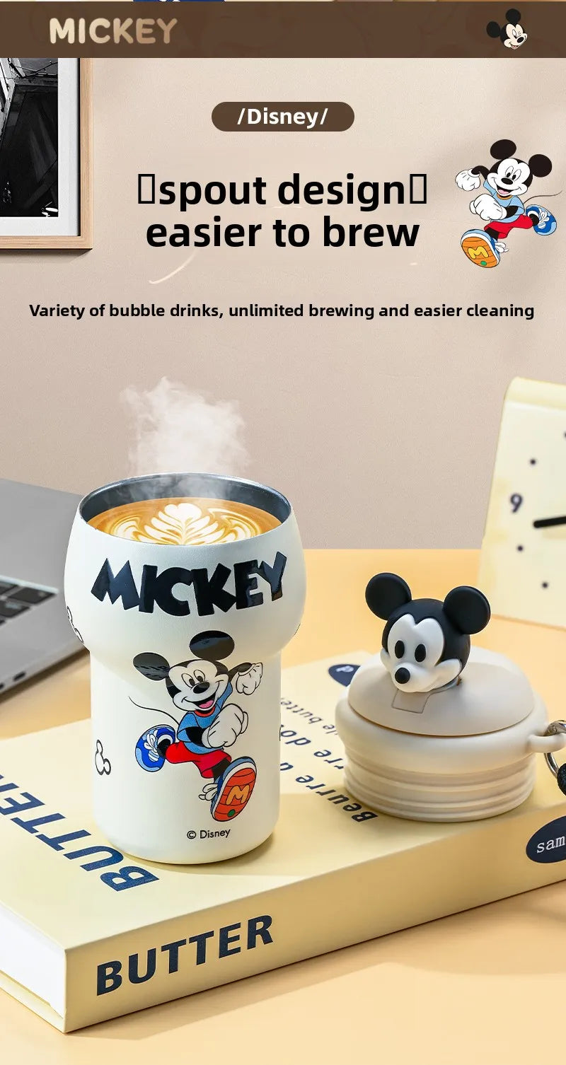 Anime Figure Stitch Coffee Mug Student Thermos Mug 350ml Thermos Cup Mickey Nick Judy Thermal Water Bottle Vacuum Flasks Gift