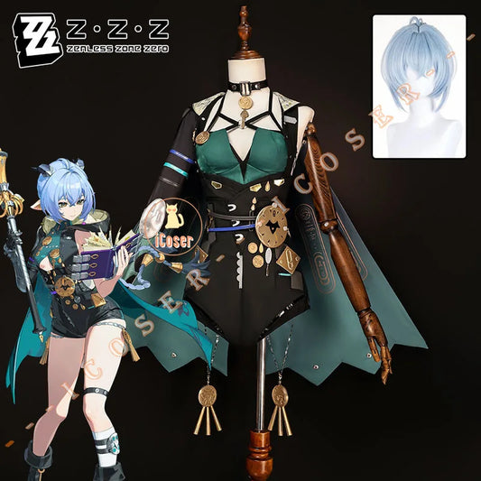 Zenless Zone Zero Lucia Cosplay Costume Wig Uniform Cloak Headwear Tail Spook Shack Halloween Party for Women Girls Role Play