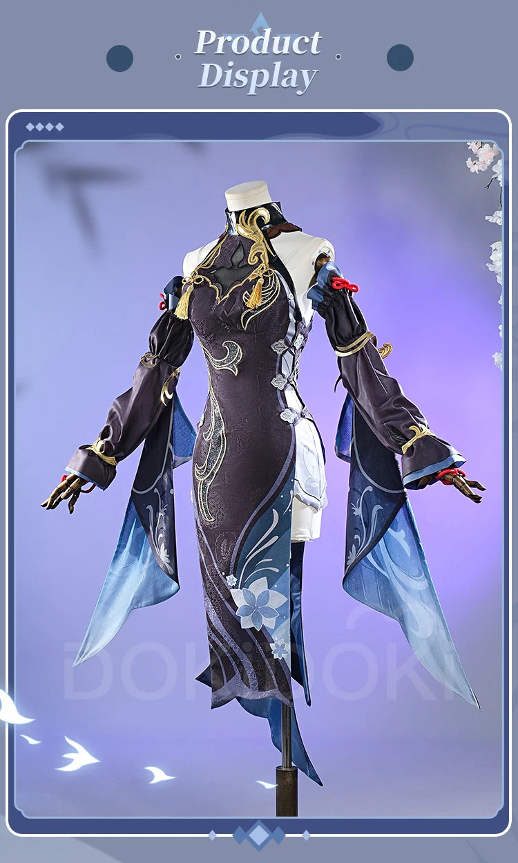 Shenhe Cosplay Costume Game Genshin Impact【XS-3XL】DokiDoki-N Shen He Skin Frostflower Dew Costume Lantern Rite Cosplay Plus Size