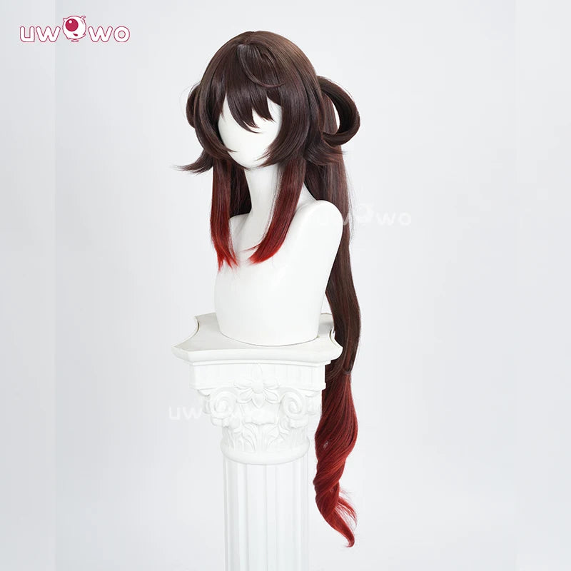 UWOWO Hutao Wig Game Genshin Impact Hutao Cherries Snow Laden outfit Cosplay Wig Long Brown Hair