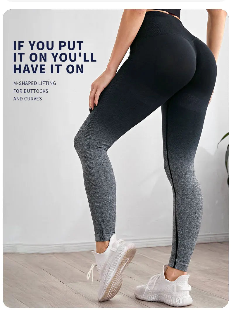 The Codex Gradient Color Energy Leggings for Women – Workout Jogging Running Yoga Gym Tights Stretch Sportswear