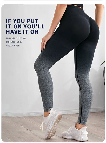 The Codex Gradient Color Energy Leggings for Women – Workout Jogging Running Yoga Gym Tights Stretch Sportswear