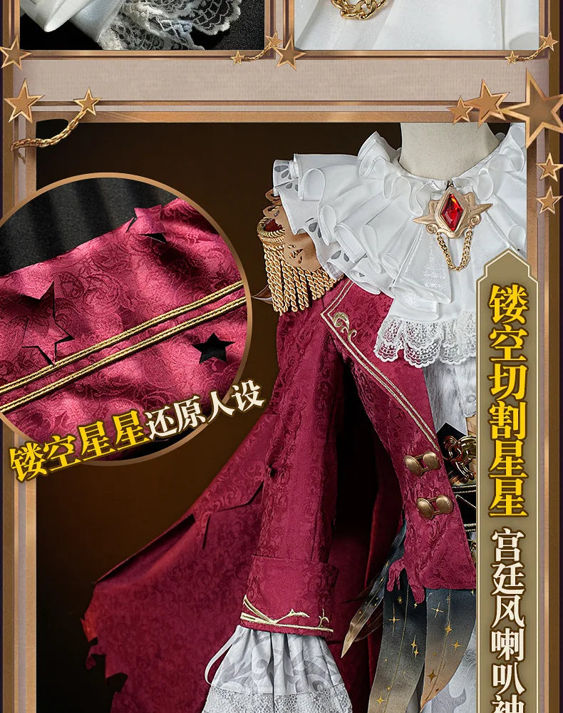 Identity V Hullabaloo Mike Morton Brightest Star Cosplay Costume Wig Uniform Hat Props Halloween Party for Women Men Carnival