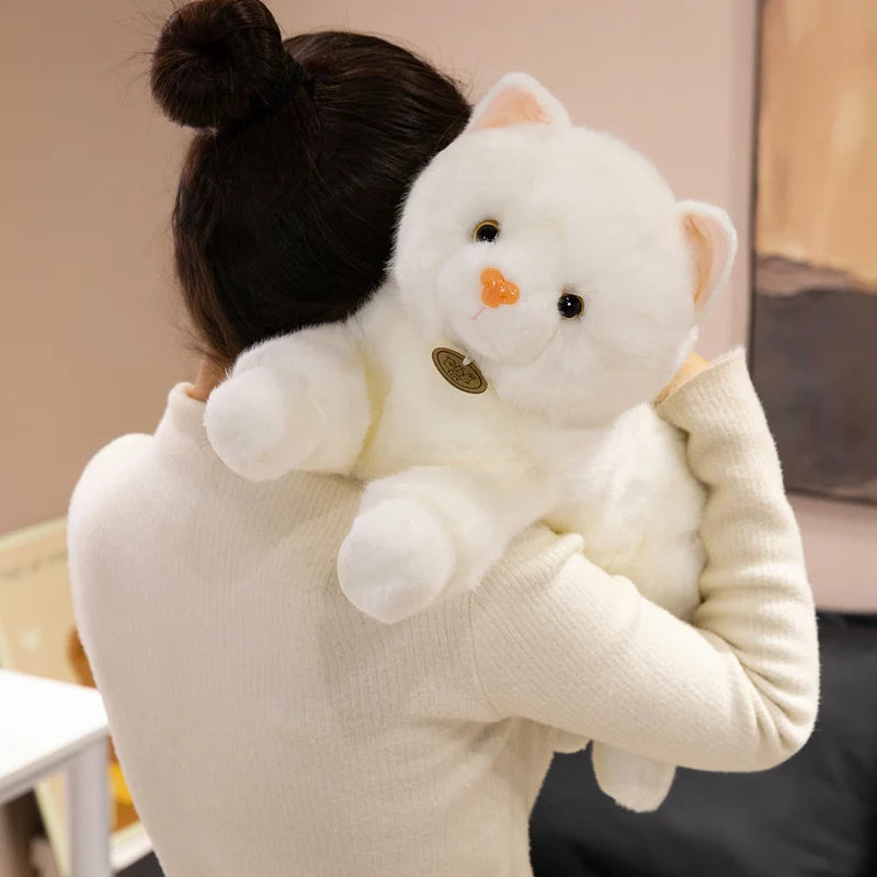 45/60cm Realistic White Cat Plush Toy Cute Lifelike Cat Stuffed Doll Soft Animal Plushies Birthday Gifts For Girl Home Decor