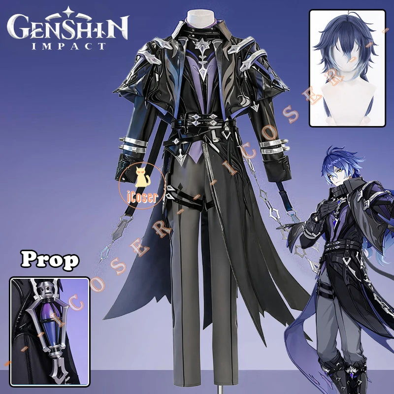 Genshin Impact Kyryll Chudomirovich Flins Cosplay Costume Wig Uniform Outfit Carnival Halloween Party for Women Men Role Play