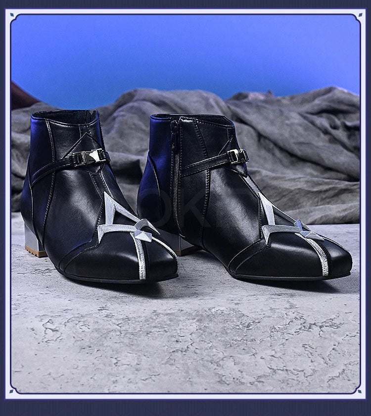Flins Durin Cosplay Shoes Game Genshin Impact DokiDoki-SR Men Short Long Black Boots Kyryll Chudomirovich Halloween Cosplay