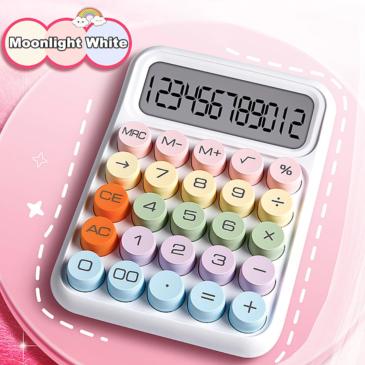 Keyboard Calculator Office 12-digit Mechanical Buttons Calculator Cute Candy Color School Supplies Students/Finance Stationery