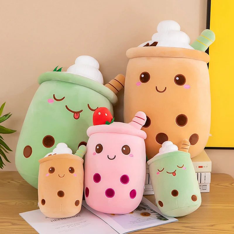Bubble Tea Boba Plushie Kawaii Room Decor Plush Toy Stuffed Ice Cream Food Milk Tea Soft Hug Cushion Birthday Gift for Kids