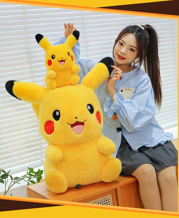 35/50/60/80CM Pokémon Pikachu Plushies Cartoon Anime Stuffed Kawaii Big Size Ornament Comfortable Soft Doll Children's Toys Gift