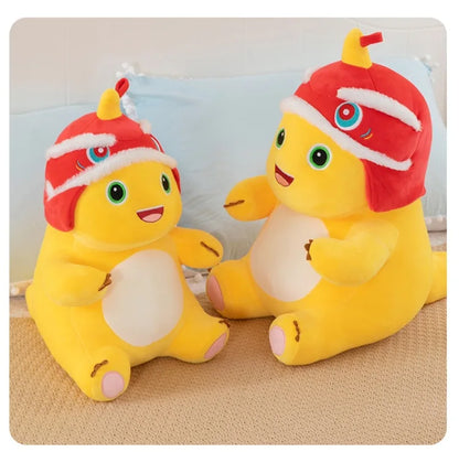 New Anime Cartoon Lion Dance Little Milk Dragon Doll Cute Dinosaur Stuffed Plush Toy Cute Doll Giving Girls Sleeping Pillow Gift