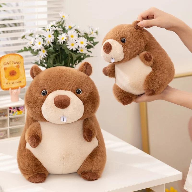 Kawaii Stuffed Animal Marmot Plush Pillow Chubby Cute Groundhog Plushies Soft Toy Huggable Sleep Pillow Cushion
