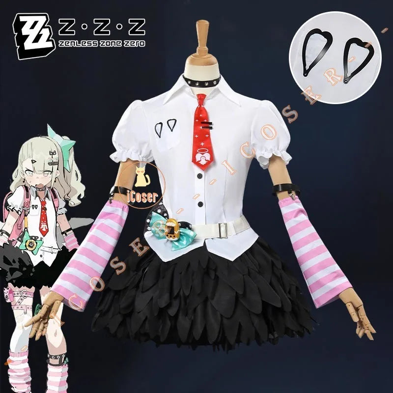 Chinatsu Remiel Cosplay Costume Skirt Uniform Angels of Delusion Zenless Zone Zero Halloween Party for Women Girls Carnival Prop