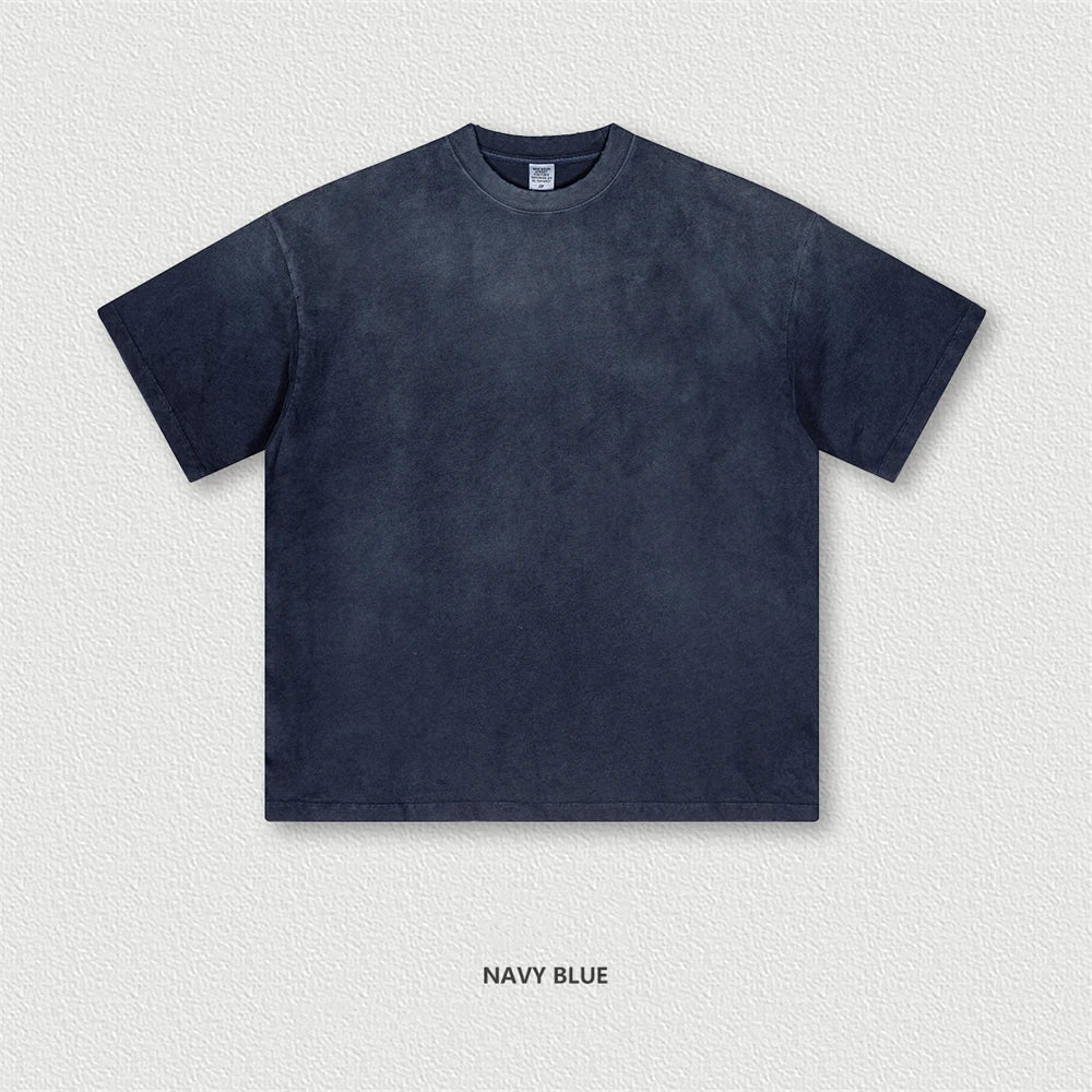 ZODF 2024 Summer Men Washed Gradient T-Shirts Unisex Women Distressed 250gsm Cotton T Shirt Brand Tees Streetwears HY0814