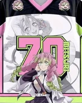 Demon Slayer Mitsuri Kanroji Anime Series Number 70 Jersey Oversize Kpop Baseball Hockey Outfit T-shirt Daily Unisex Tops Tees