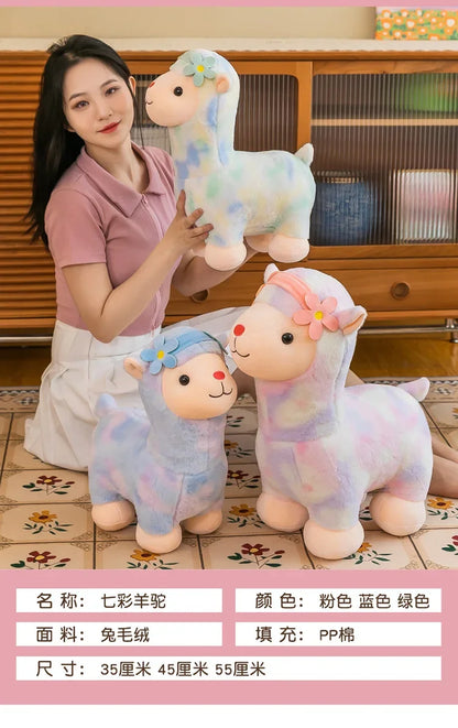 35-45cm Kawaii Fantastic Rainbow Colorful Plush Alpaca Stuffed Animals Doll Decoration Birthday Gifts Soft Pillow Children Gift