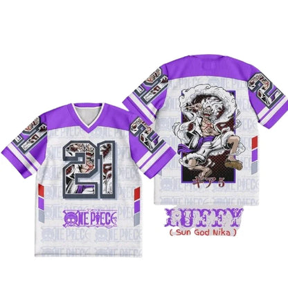 One Piece Luffy Anime Y2k Korean Style Kpop Baseball Hockey 21 Jersey T-shirt Fashion Streetwear Anime Daily Unisex Tops Tees