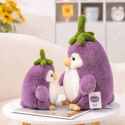 25-60cm Creative Purple Penguin Plushie Cute Penguin Cosplay Vegetable Eggplant Plush Toy  Kawaii Home Decor Pillow