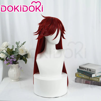 IN STOCK Grell Sutcliff Wig Anime DokiDoki Halloween Grell Sutcliff Cosplay 100cm Red Long Hair Free Cap