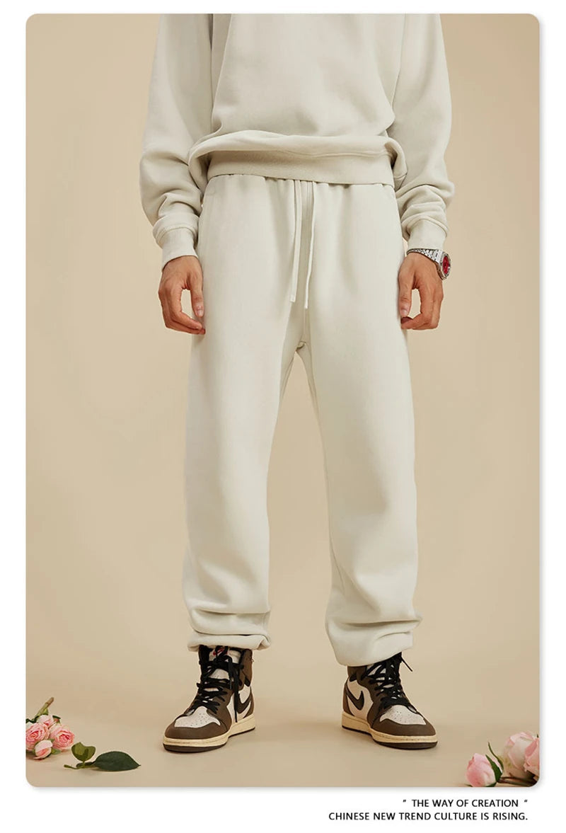 ZODF 2025 Autumn Winter Men’s Washed Fleece Sweatpants 355gsm Loose Retro Joggers Streetwear HY0653