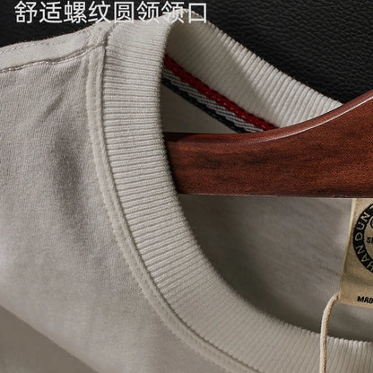 Summer New American Retro Short-sleeved O-neck Eagle Printed T-shirt Men's Fashion Simple 100% Cotton Washed Casual Sport Tops