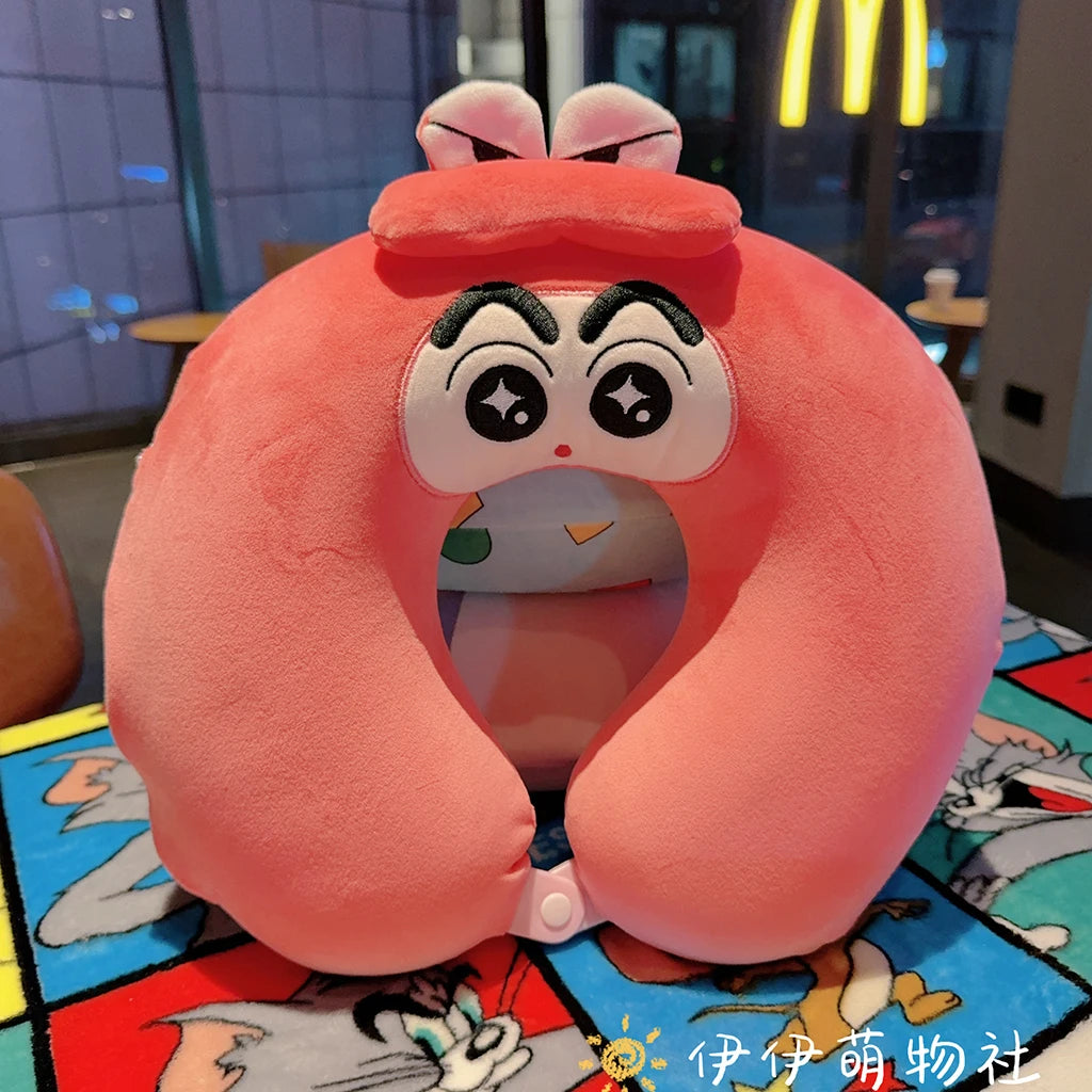 Memory Foam Cartoon Crayon Shin Chan U-shaped Pillow Travel Portable Neck Pillow Office Slow Rebound Napping Pillow Washable