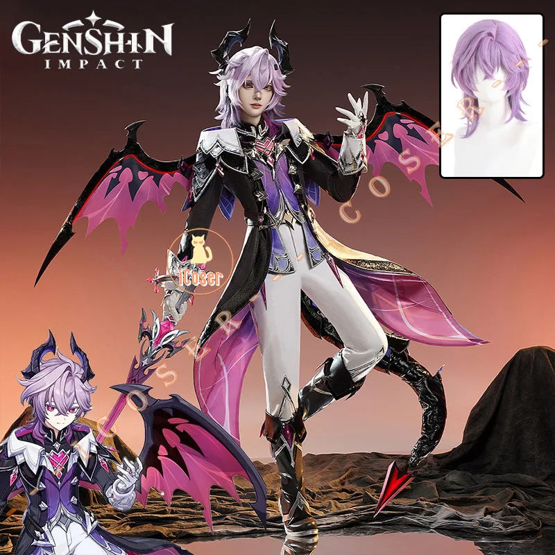 Genshin Impact Durin Cosplay Costume Wig Uniform Outfit Headwear Metal Props Halloween Party for Women Men Carnival Role Play