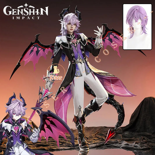 Genshin Impact Durin Cosplay Costume Wig Uniform Outfit Headwear Metal Props Halloween Party for Women Men Carnival Role Play