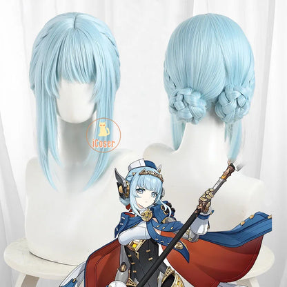 Genshin Impact Ineffa Cosplay Costume Wig Cloak Uniform Outfit Headwear Boom Boom Thunderwave Halloween Party for Women Girls