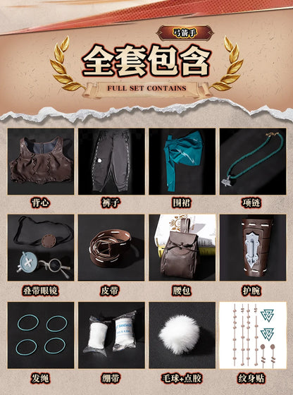 Identity V Archer Cosplay Costume Wig Brynhildr Vilulf Uniform Glasses Eye Patch Halloween Party for Women Girls Carnival Props