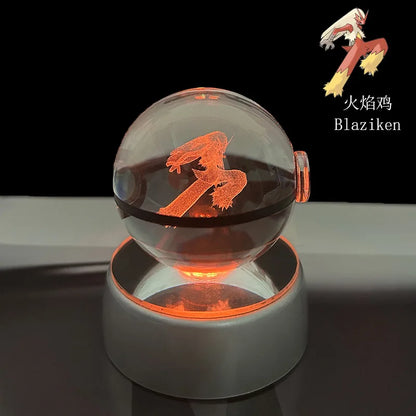 Pokemon 3D Crystal Ball Glastrier Charizard Eternatus Froakie Anime Game Pokeball Led Night Light Base Birthday Gift Home Decora
