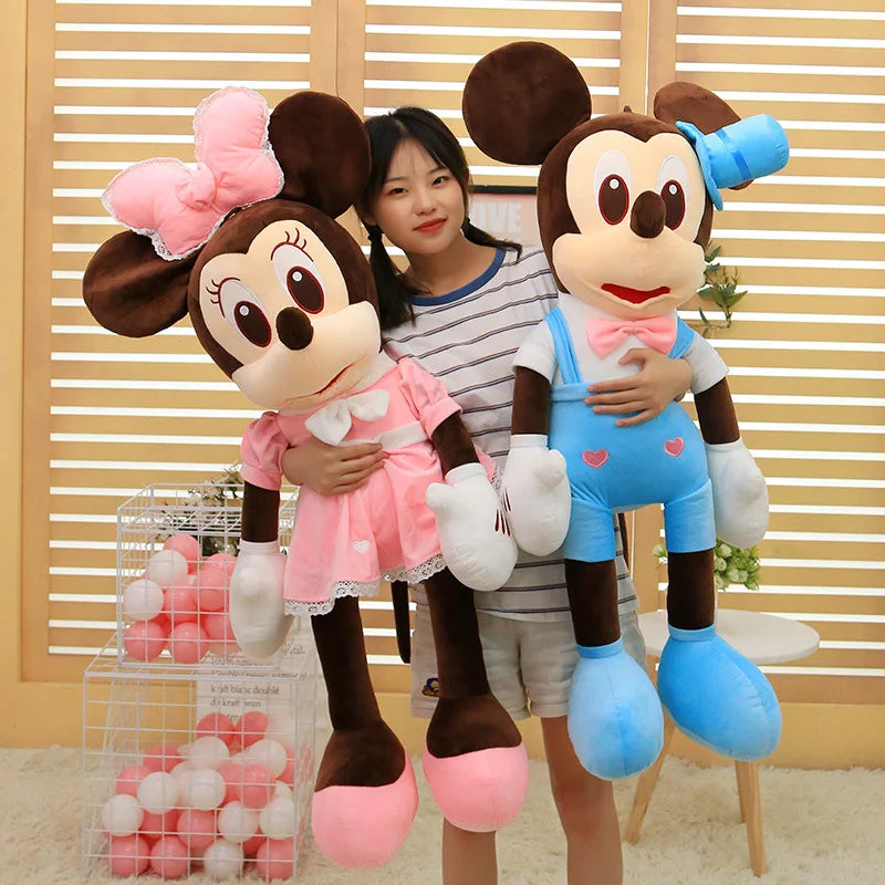 Disney 110cm Kawaii Mickey & Minnie Plush Pillow Set - Wedding Dress Stuffed Animals Soft Hugging Toy for Girls Gift Room Decor