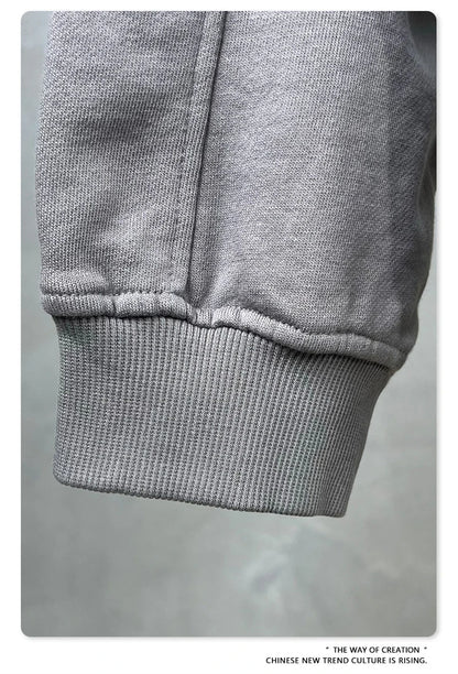 ZODF Retro Winter 370gsm Monkey Washed Hoodies For Man Unisex Oversized Off Shoulder 100% Cotton Hooded Coats Pullovers HY1136