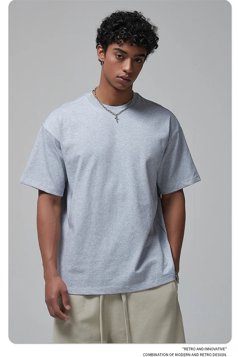 ZODF New Spring Summer Men 305gsm Cotton T Shirts Unisex Heavy Weight Oversized FG Noshrink Basic Solid T-Shirt Tees HY0165