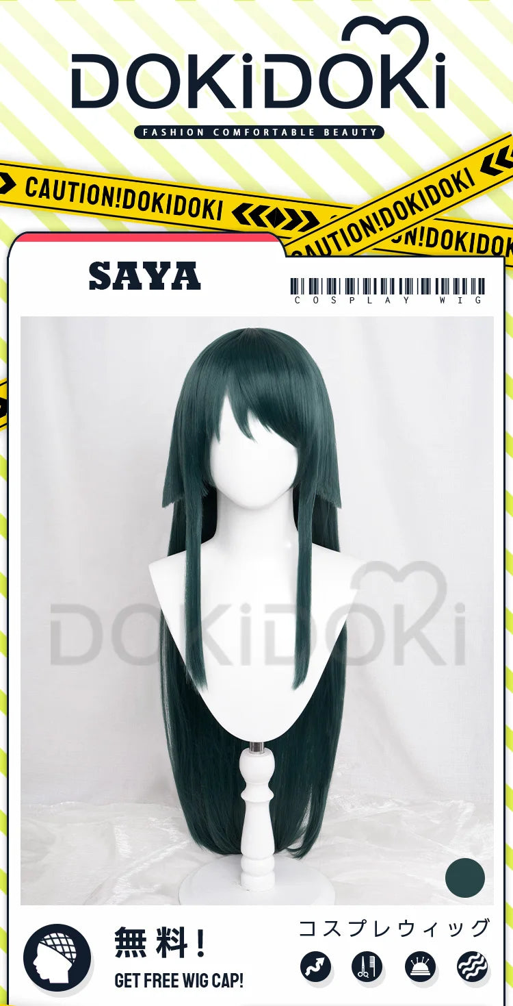 IN STOCK Saya Wig Game The Song of Saya Cosplay DokiDoki Women Long Green Wig Saya Free Wig Cap High Heat Resistant Christmas