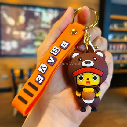 Anime One Piece Dragon Ball Keychain Luffy Sauron Nami Chopper Silicone Cute Car Keyring Pendant Toys Birthday Kids Toys Gifts