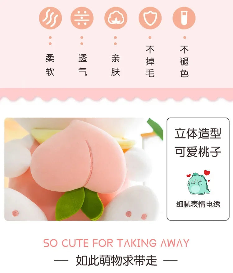 50/65/80cm Cute Peach Rabbit Plush Toy Pillow Kawaii Stuffed Soft Animal Bunny Doll Baby Kids Toy Birthday Gift Present for Girl