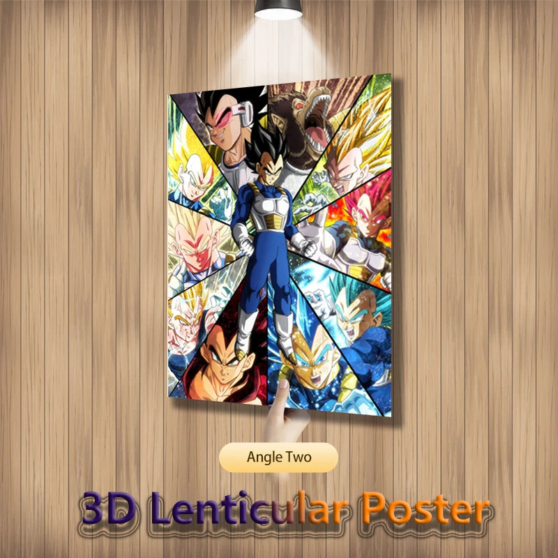 Anime 3D Lenticular Posters Flip Gradient Print Dragon Ball Goku Toys Bed Room Decor Birthday Gift Wall Art(Without Frame)