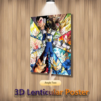 Anime 3D Lenticular Posters Flip Gradient Print Dragon Ball Goku Toys Bed Room Decor Birthday Gift Wall Art(Without Frame)