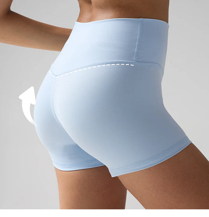Solid Color Women’s High-Waisted Fitness Yoga Shorts – Quick Dry Breathable for Running & Cycling