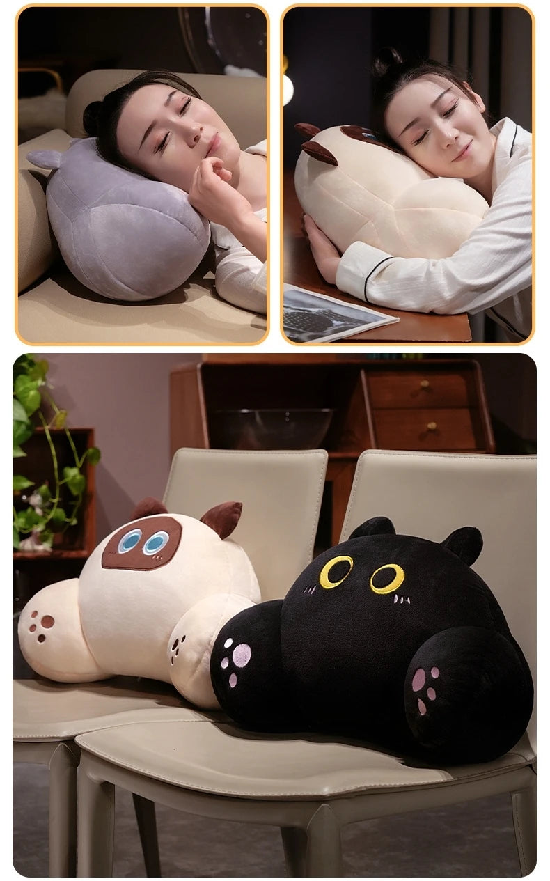 Comfortable Cat Style Back Cushion Sofa Bed Chair Lumbar Support Cushion Comfortable Throw Pillow Reading and Watching TV Soft