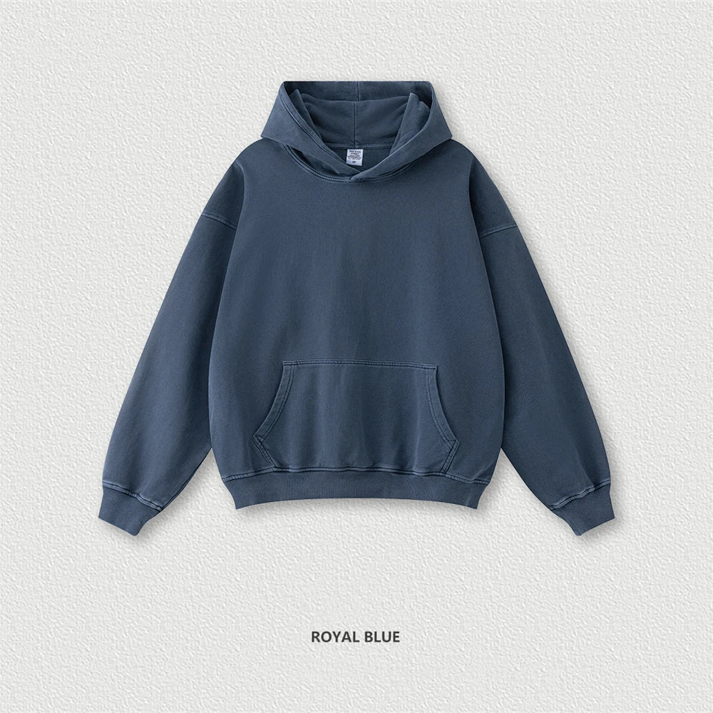 ZODF Retro Autumn Winter Washed Cotton Hoodies Unisex Loose 380gsm Knitted Sport Hooded Pullovers Brand Clothes HY0884