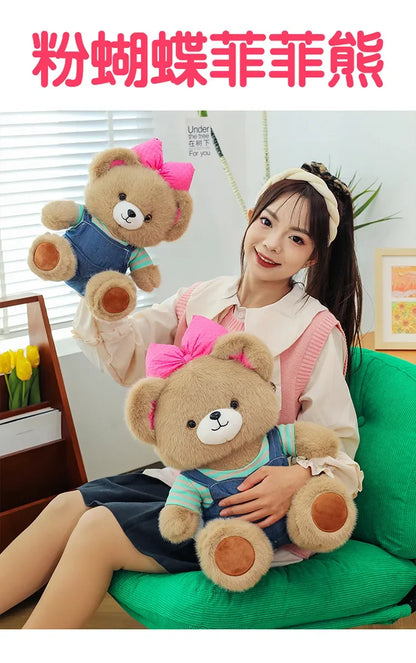 Cute Classic Butterfly Feifei Bear Plush Toys Kawaii Bow Tie Bear Plushie Pillow Stuffed Soft Dolls for Kids Girls Lover Gifts