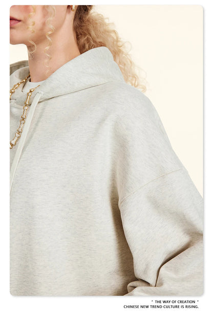 ZODF New Autumn Winter Solid Heavy Weight Hoodies For Men Unisex Basic Loose 440gsm Knitted Hooded Pullovers HY0886