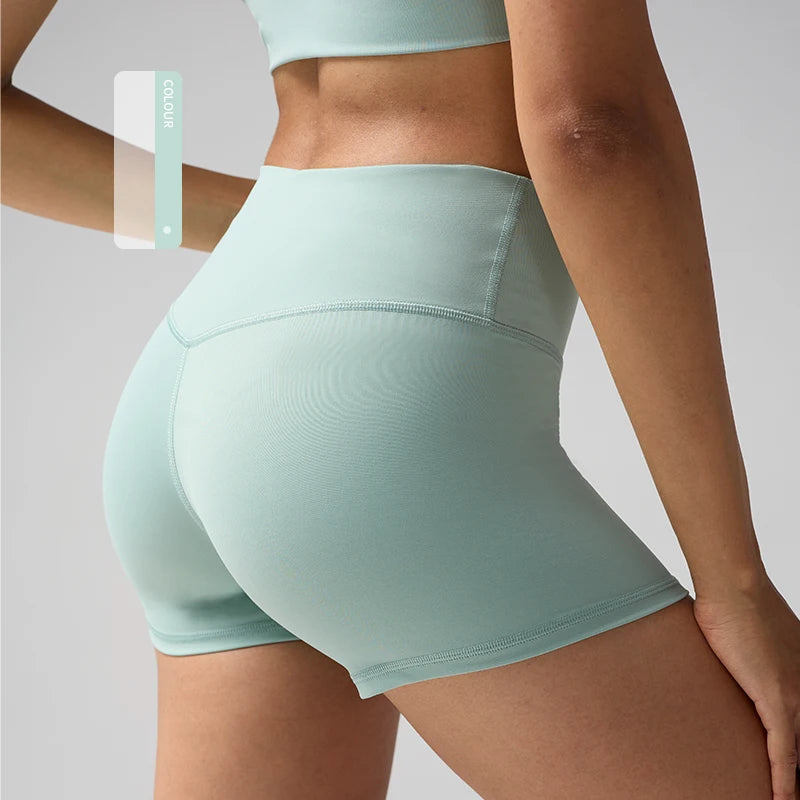 Solid Color Women’s High-Waisted Fitness Yoga Shorts – Quick Dry Breathable for Running & Cycling - Mint Green / L