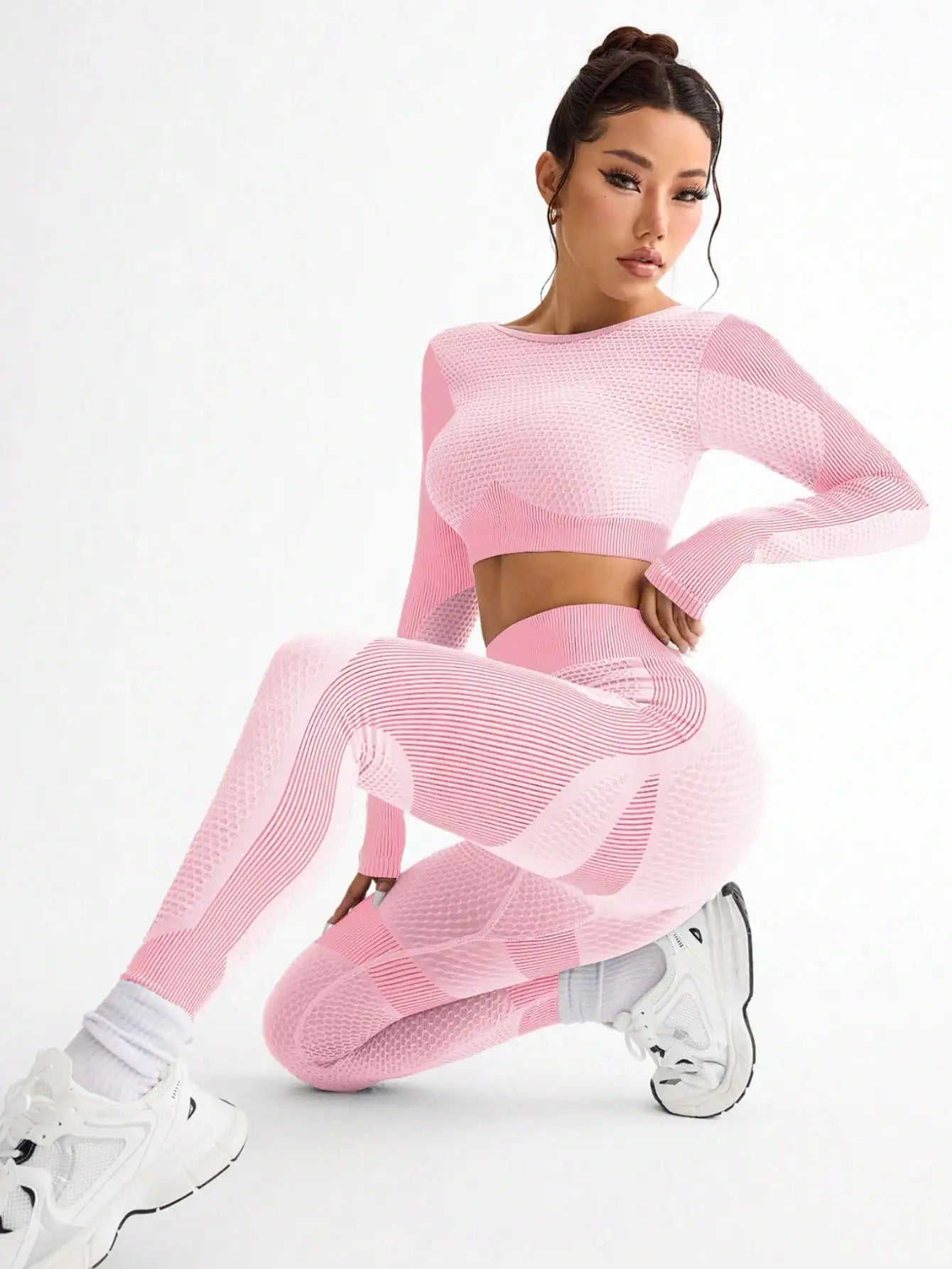 2pcs Women’s Seamless Breathable Sports Yoga Running Fitness Suit