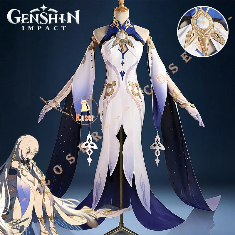 Genshin Impact Istaroth Cosplay Costume Wig Dress Uniform Tokoyo Ookami Kairos Four Shades Halloween Party for Women Girls Props